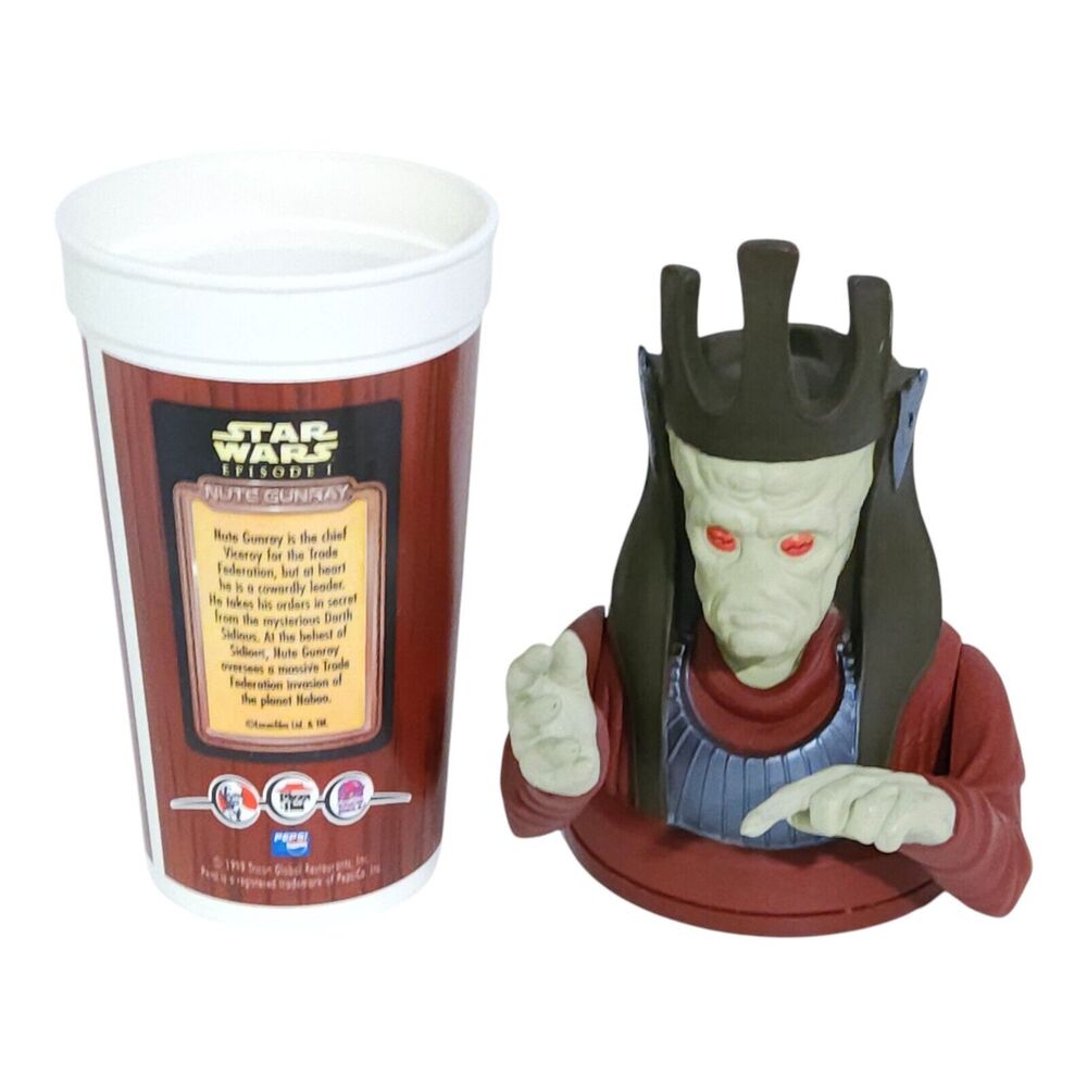 Star Wars Episode I Nute Gunray Cup + Toy Figure Lid - Pizza Hut Taco Bell 1999